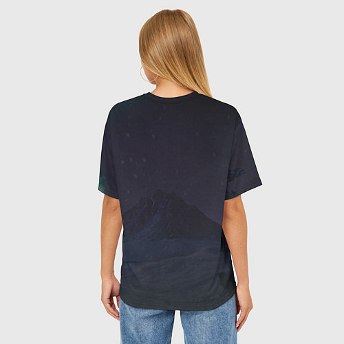 Женская футболка оверсайз Вольчья стая и луна / 3D-принт – фото 4