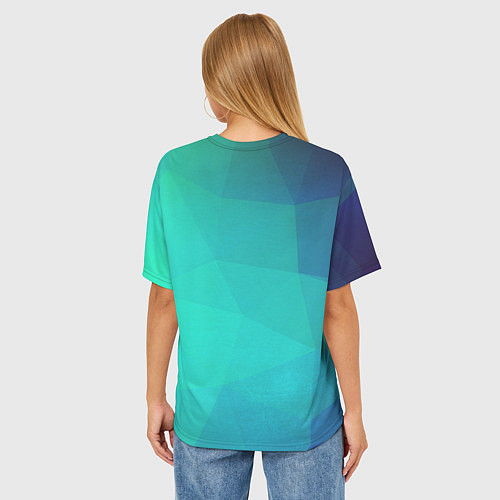 Женская футболка оверсайз Голубые грани / 3D-принт – фото 4