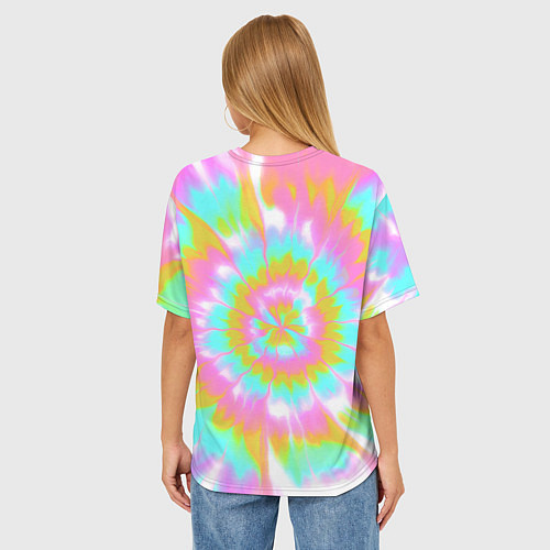 Женская футболка оверсайз Tie-Dye кислотный в стиле барби / 3D-принт – фото 4