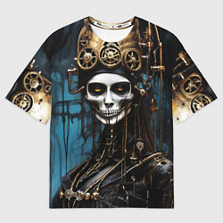 Футболка оверсайз женская Девушка киборг в стиле стимпанк и киберпанк, цвет: 3D-принт