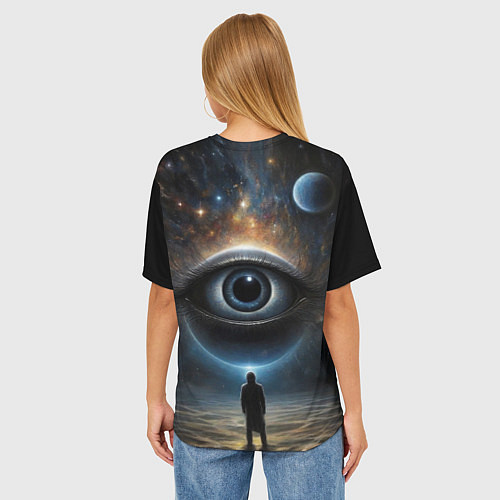 Женская футболка оверсайз Инсайдер и всевидящее око на фоне звездного космос / 3D-принт – фото 4
