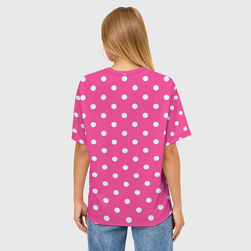 Женская футболка оверсайз Горошек в цвете Барби / 3D-принт – фото 4