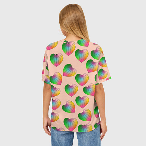Женская футболка оверсайз Цветной листик / 3D-принт – фото 4