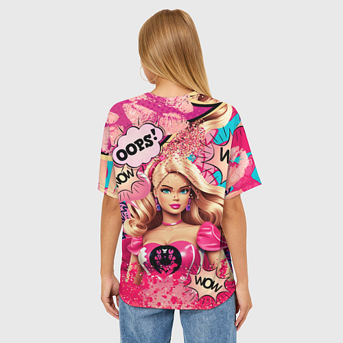 Женская футболка оверсайз Барби в стиле поп арт / 3D-принт – фото 4