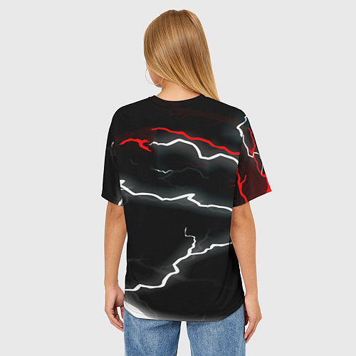 Женская футболка оверсайз Майнкрафт молнии / 3D-принт – фото 4