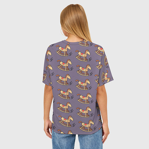 Женская футболка оверсайз Деревянные лошадки качалки / 3D-принт – фото 4