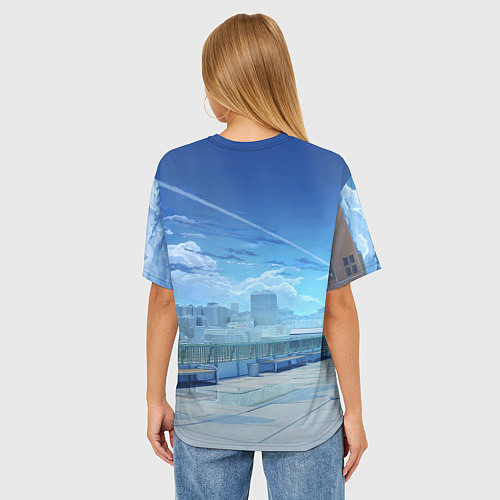 Женская футболка оверсайз Love Money Rock-n-Roll крыша школы / 3D-принт – фото 4