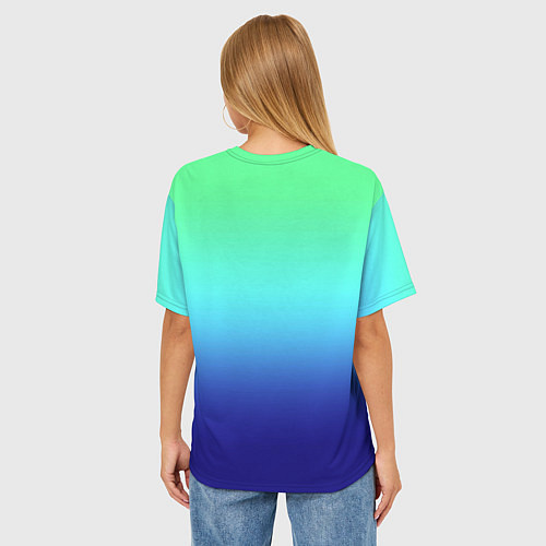 Женская футболка оверсайз Градиент зелёно-синий / 3D-принт – фото 4