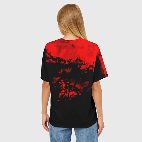 Женская футболка оверсайз Doom blood game / 3D-принт – фото 4