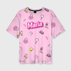 Футболка оверсайз женская Имя Мария в стиле барби - розовый паттерн аксессуа, цвет: 3D-принт