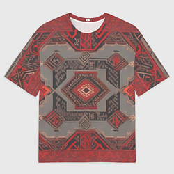 Футболка оверсайз женская Ковер в красных тонах, цвет: 3D-принт