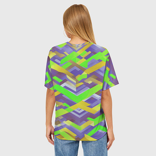 Женская футболка оверсайз Зелёные ретро стрелки / 3D-принт – фото 4