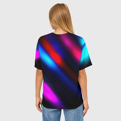 Женская футболка оверсайз Attack on Titan stripes neon / 3D-принт – фото 4