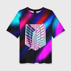 Футболка оверсайз женская Attack on Titan stripes neon, цвет: 3D-принт