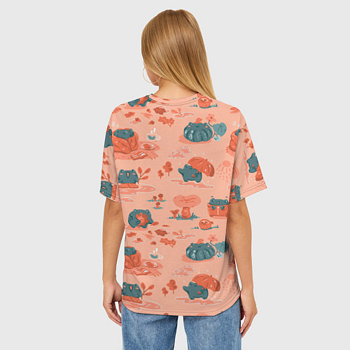 Женская футболка оверсайз Осенние лягушки / 3D-принт – фото 4