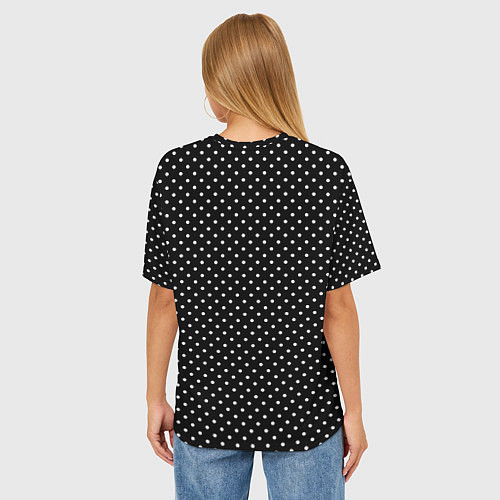 Женская футболка оверсайз В мелкий горошек на черном фоне / 3D-принт – фото 4