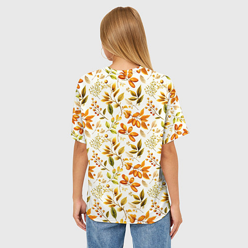 Женская футболка оверсайз Осенние листья и желуди / 3D-принт – фото 4