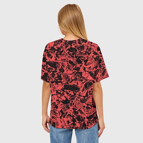 Женская футболка оверсайз Каменная текстура коралловый / 3D-принт – фото 4