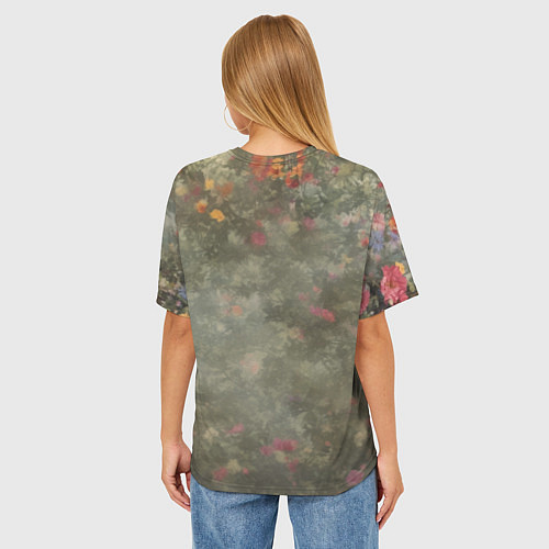 Женская футболка оверсайз Милый енот в лесу / 3D-принт – фото 4