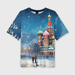 Футболка оверсайз женская Новогодняя Москва, цвет: 3D-принт