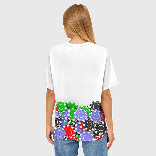 Женская футболка оверсайз Poker - игра для удачливых / 3D-принт – фото 4