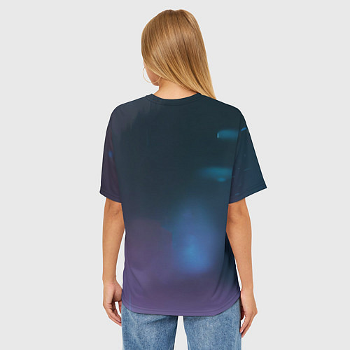 Женская футболка оверсайз Дождь и ночь / 3D-принт – фото 4
