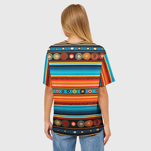 Женская футболка оверсайз Этнический узор в горизонтальную полоску / 3D-принт – фото 4