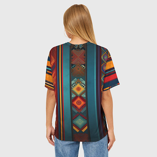 Женская футболка оверсайз Этнический орнамент в вертикальную полоску / 3D-принт – фото 4