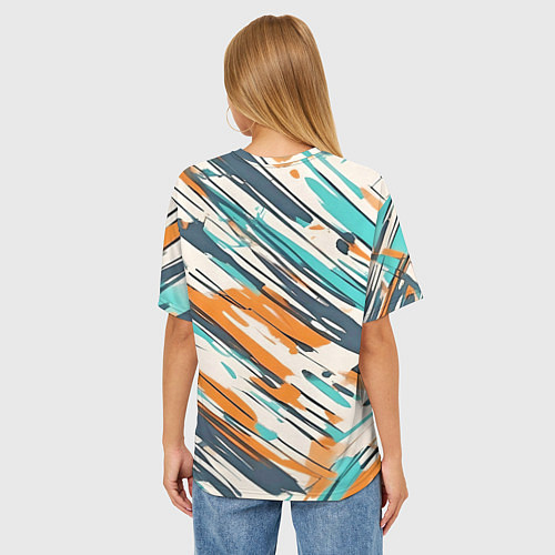 Женская футболка оверсайз Абстракция разноцветная / 3D-принт – фото 4