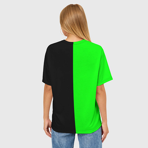 Женская футболка оверсайз Never give up мотивация красно-зелёный / 3D-принт – фото 4