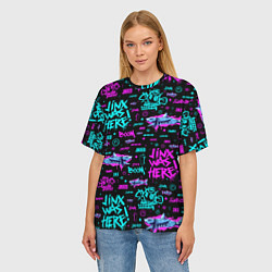 Футболка оверсайз женская Jinx Arcane pattern neon, цвет: 3D-принт — фото 2