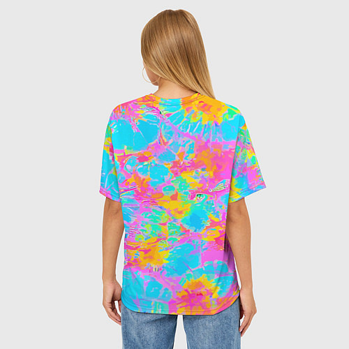 Женская футболка оверсайз Барбм - цветочный абстрактный паттерн - тай-дай / 3D-принт – фото 4