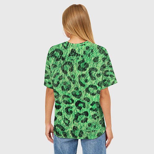 Женская футболка оверсайз Зелёный леопард паттерн / 3D-принт – фото 4