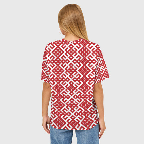 Женская футболка оверсайз Макошь - славянские обережные узоры / 3D-принт – фото 4