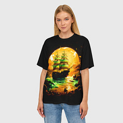Футболка оверсайз женская Парусник на фантастическом закате, цвет: 3D-принт — фото 2