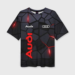 Женская футболка оверсайз Audi черные плиты с эффектом свечения