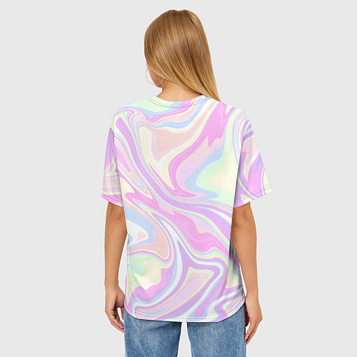 Женская футболка оверсайз Абстракция розовая плазма / 3D-принт – фото 4