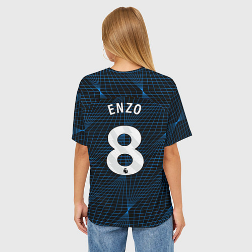Женская футболка оверсайз Энцо Фернандес форма Челси 23-24 гостевая / 3D-принт – фото 4