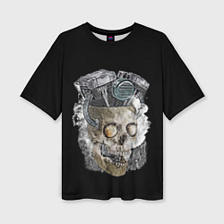 Женская футболка оверсайз Skull engine