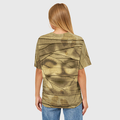 Женская футболка оверсайз Бандаж мумии светлый / 3D-принт – фото 4