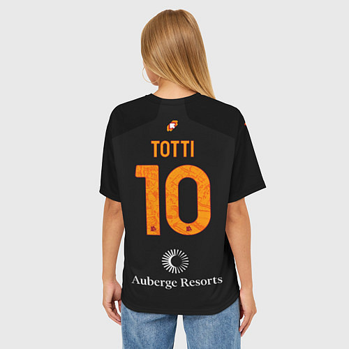 Женская футболка оверсайз Тотти ФК Рома форма 23-24 третья / 3D-принт – фото 4