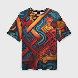 Футболка оверсайз женская Абстрактный узор в этническом стиле, цвет: 3D-принт
