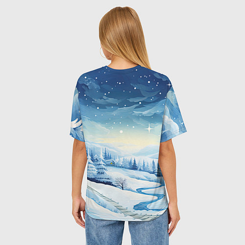 Женская футболка оверсайз Новогодняя опушка / 3D-принт – фото 4