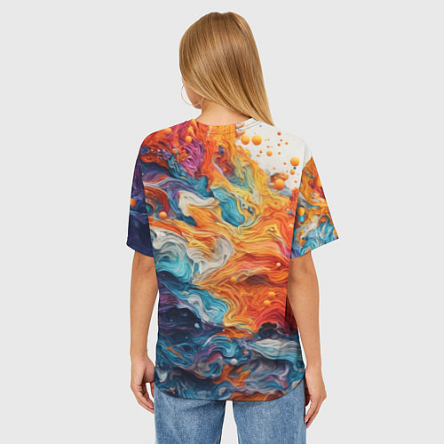 Женская футболка оверсайз Абстракция из гуаши / 3D-принт – фото 4