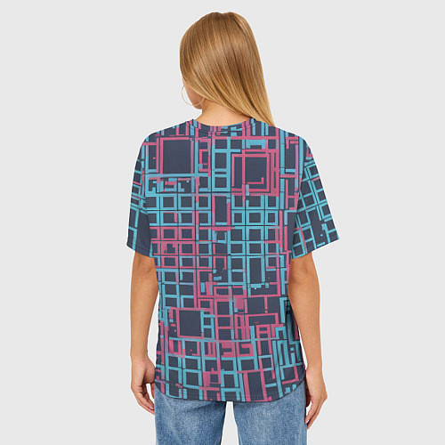 Женская футболка оверсайз Разноцветные толстые линии / 3D-принт – фото 4