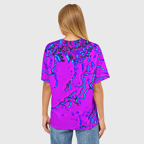 Женская футболка оверсайз Among us storm neon / 3D-принт – фото 4