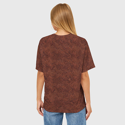 Женская футболка оверсайз Красно-коричневый имитация меха / 3D-принт – фото 4