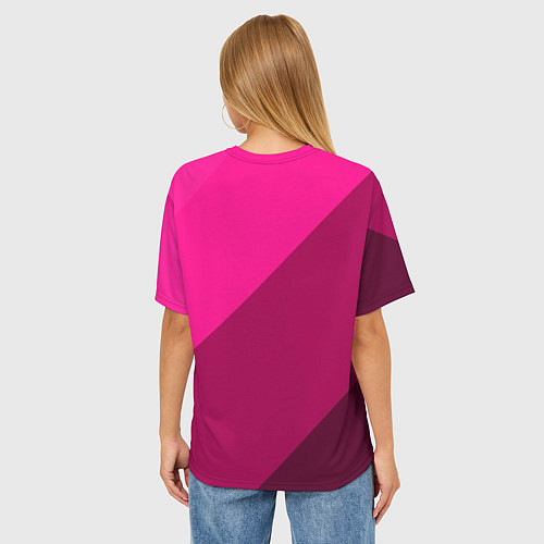 Женская футболка оверсайз Широкие розовые полосы / 3D-принт – фото 4