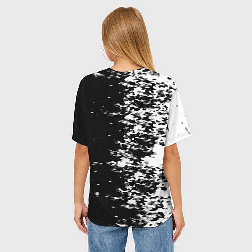 Женская футболка оверсайз Ведьмак чернобелые краски / 3D-принт – фото 4