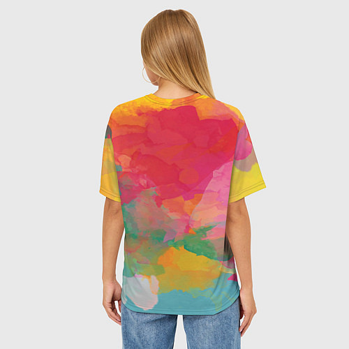 Женская футболка оверсайз Спектр акварели / 3D-принт – фото 4